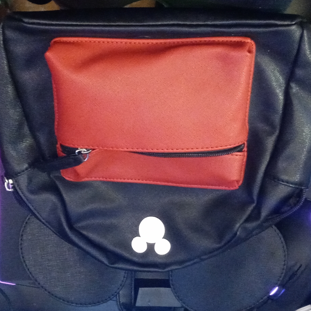 Disney Mickey Mouse The True Original backpack Red on Black 2 pouch